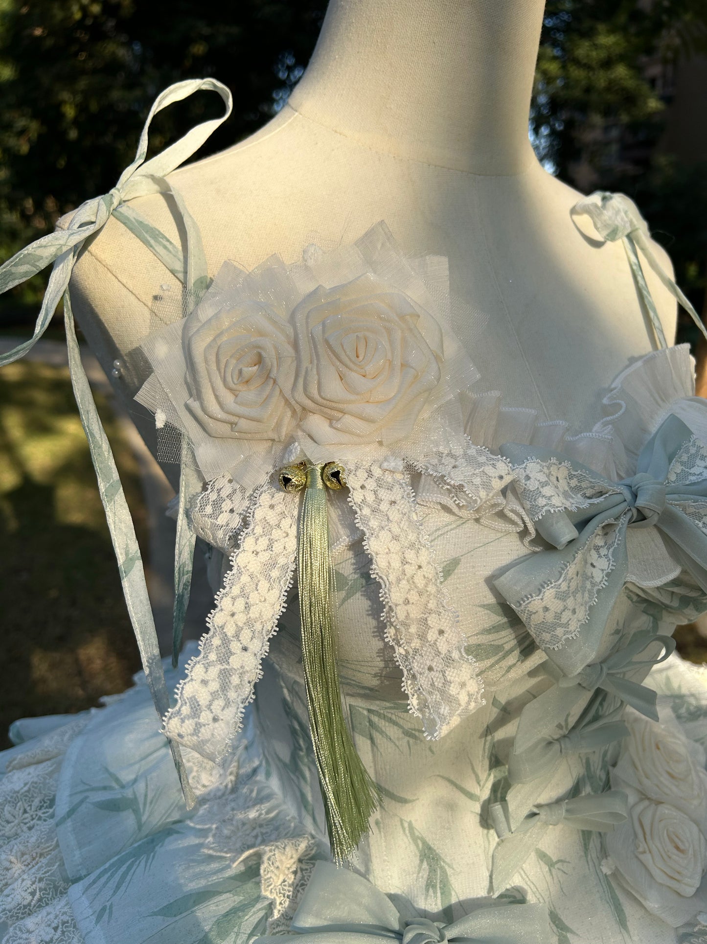 Cute A-Line Spaghetti Straps Birthday Dress Handmade Flowers Lace Bows Tiered Homecoming Dress AP3256