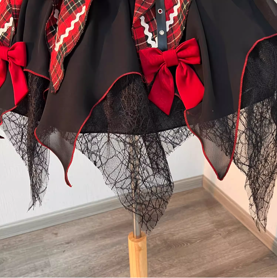 Hot Girls Plaid Strapless A-Line Birthday Dress Belt Bow Tulle Homecoming Dress AP3257