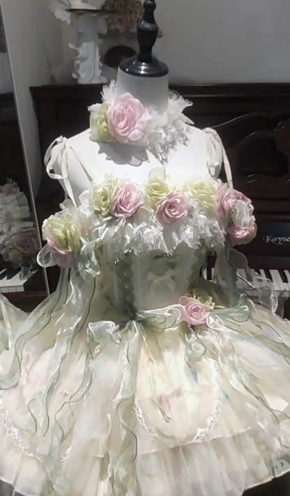 Glam A-Line Spaghetti Straps Tulle Birthday Dress Handmade Flowers Bows Homecoming Dress AP3264