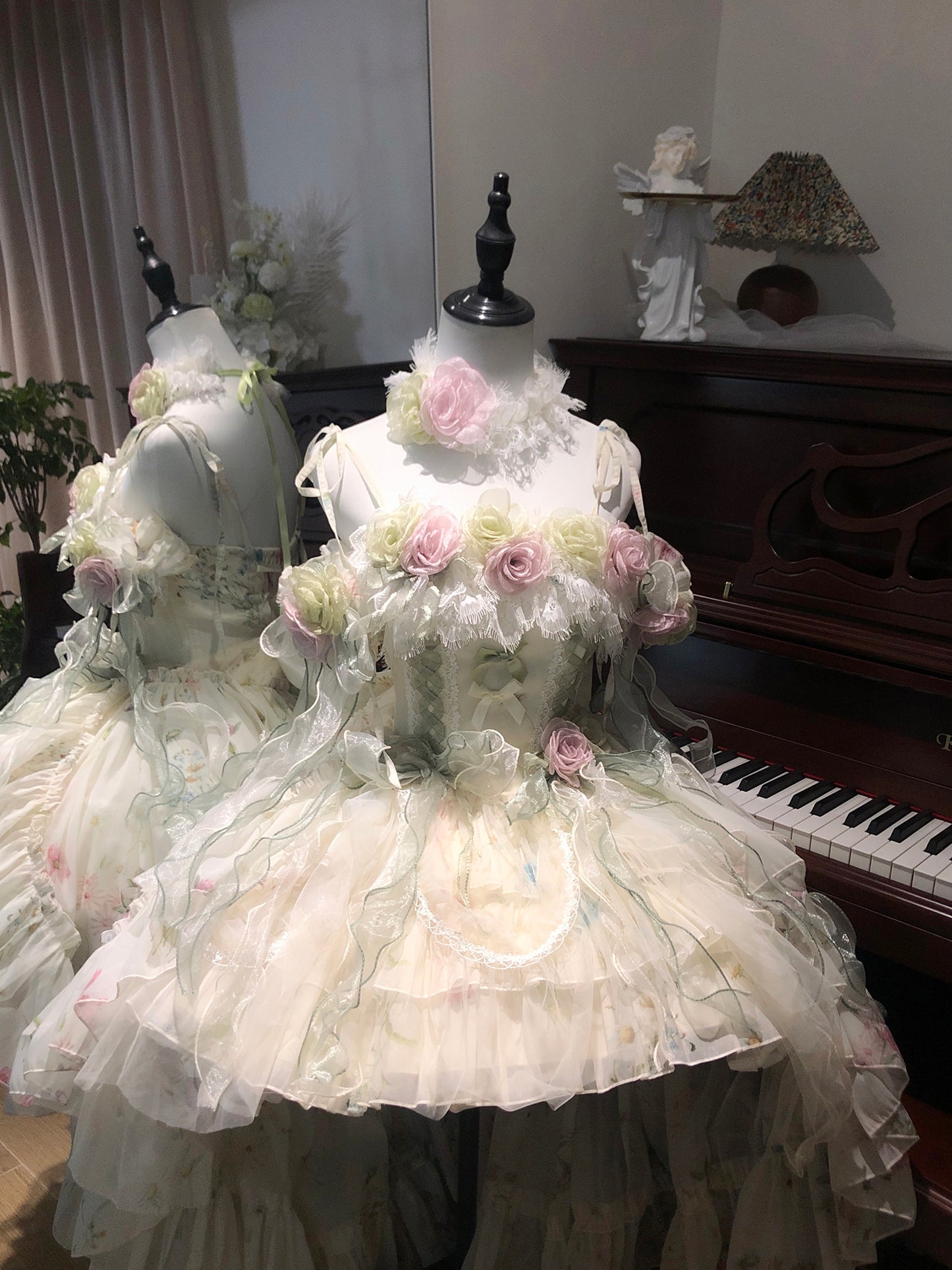 Glam A-Line Spaghetti Straps Tulle Birthday Dress Handmade Flowers Bows Homecoming Dress AP3264