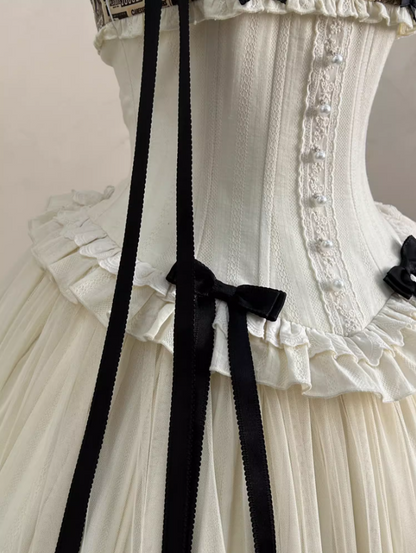 Fashionable A-Line Spaghetti Strap Tulle Evening Dresses Bows Beads Handmade Flowers Prom Dress AP3271