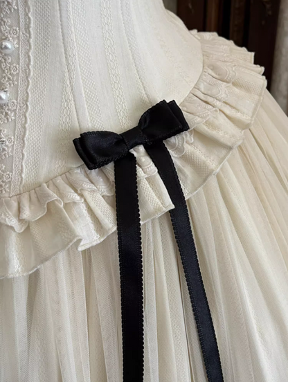 Fashionable A-Line Spaghetti Strap Tulle Evening Dresses Bows Beads Handmade Flowers Prom Dress AP3271