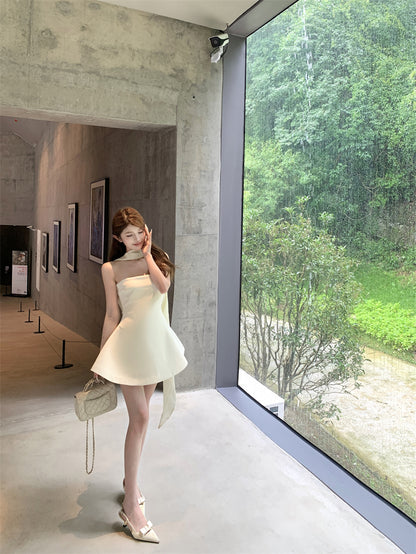 Minimalism A-Line Strapless Mini Dress Elegant Parties Outfit Short Dress AP3293