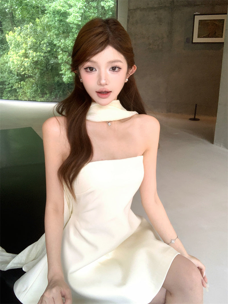 Minimalism A-Line Strapless Mini Dress Elegant Parties Outfit Short Dress AP3293