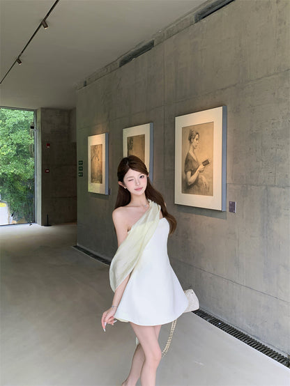 Minimalism A-Line Strapless Mini Dress Elegant Parties Outfit Short Dress AP3293