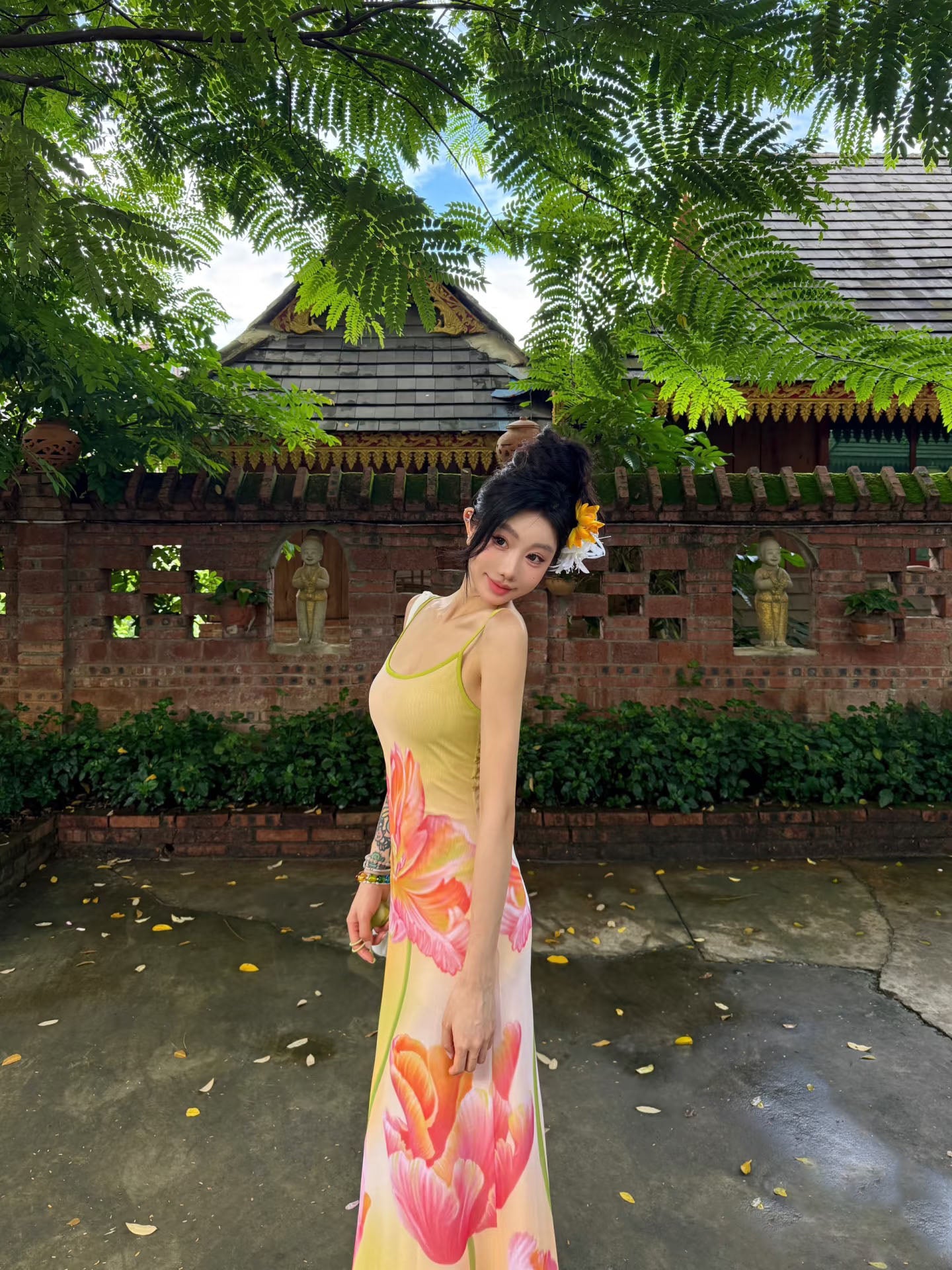 Vacation Outfit Spaghetti Strap A-Line Maxi Dress Vibrant Flowy Floral Print Long Dress AP3320