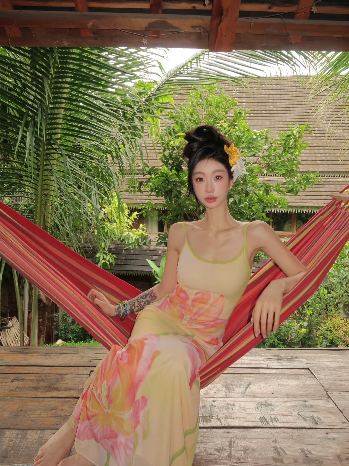 Vacation Outfit Spaghetti Strap A-Line Maxi Dress Vibrant Flowy Floral Print Long Dress AP3320