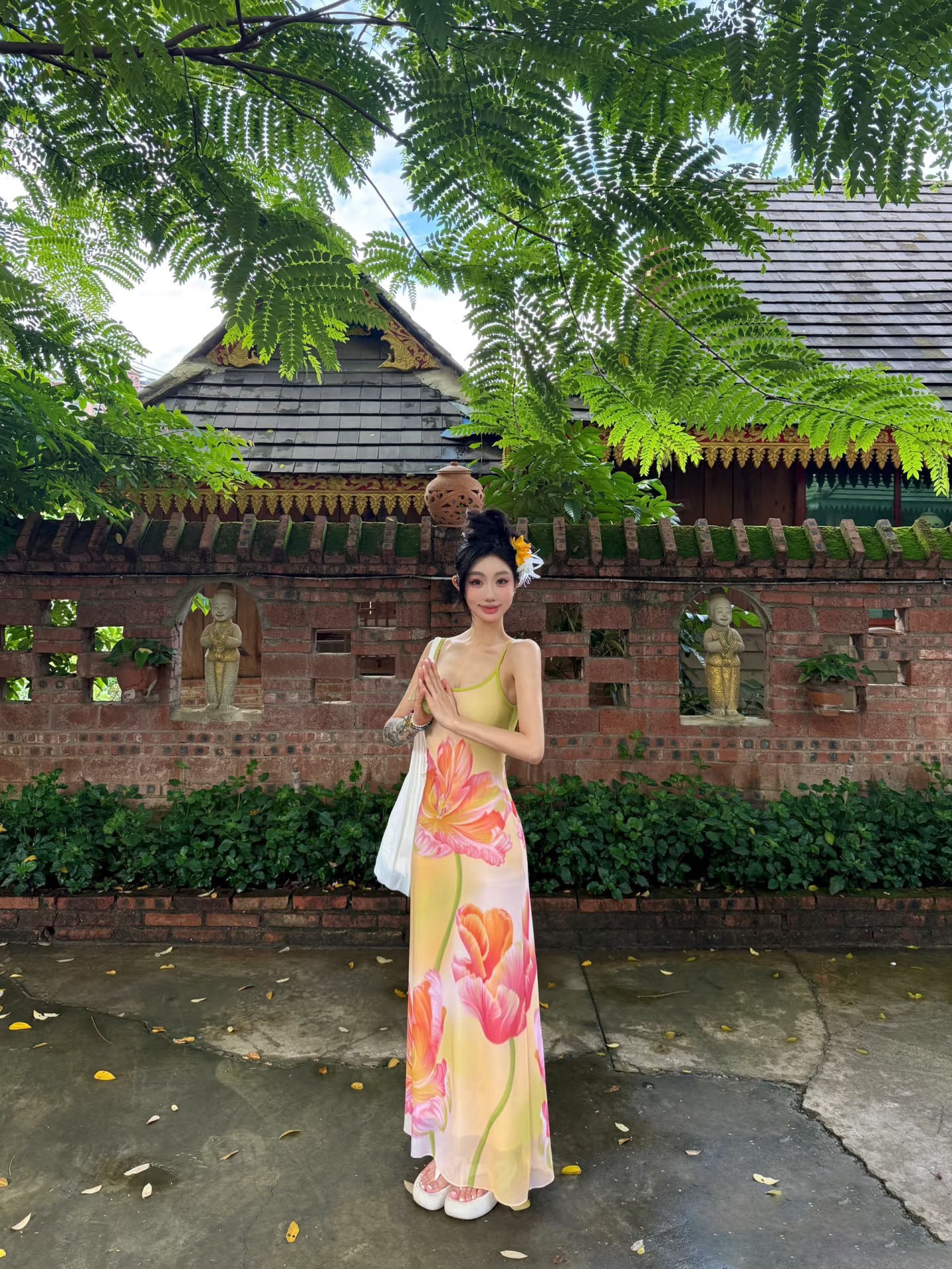 Vacation Outfit Spaghetti Strap A-Line Maxi Dress Vibrant Flowy Floral Print Long Dress AP3320