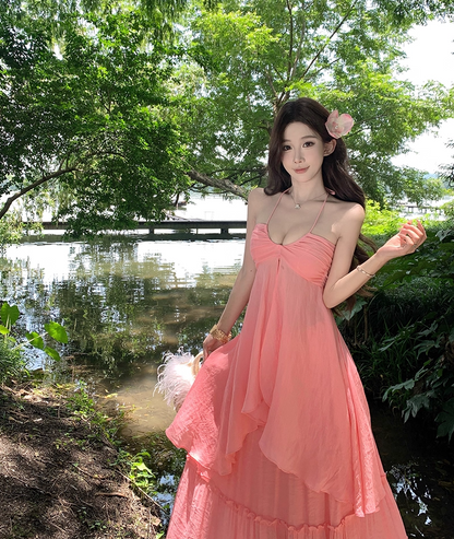 Glam 2-Piece Set A-Line Maxi Dress Novelty Adjustable Strap Flowy Slit Long Dress AP3329