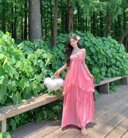 Glam 2-Piece Set A-Line Maxi Dress Novelty Adjustable Strap Flowy Slit Long Dress AP3329