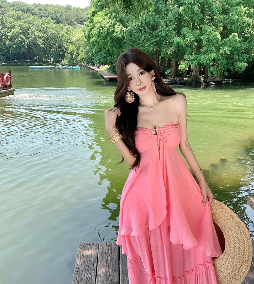 Glam 2-Piece Set A-Line Maxi Dress Novelty Adjustable Strap Flowy Slit Long Dress AP3329