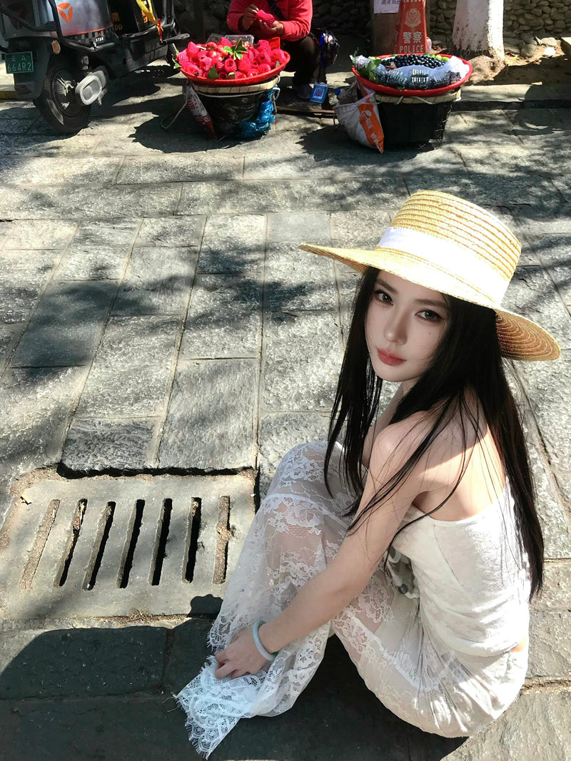 Fabulous Sheath 2-Piece Set Strapless Maxi Dresses Hot Girls Lace Splicing Double Layers Long Dress AP3336