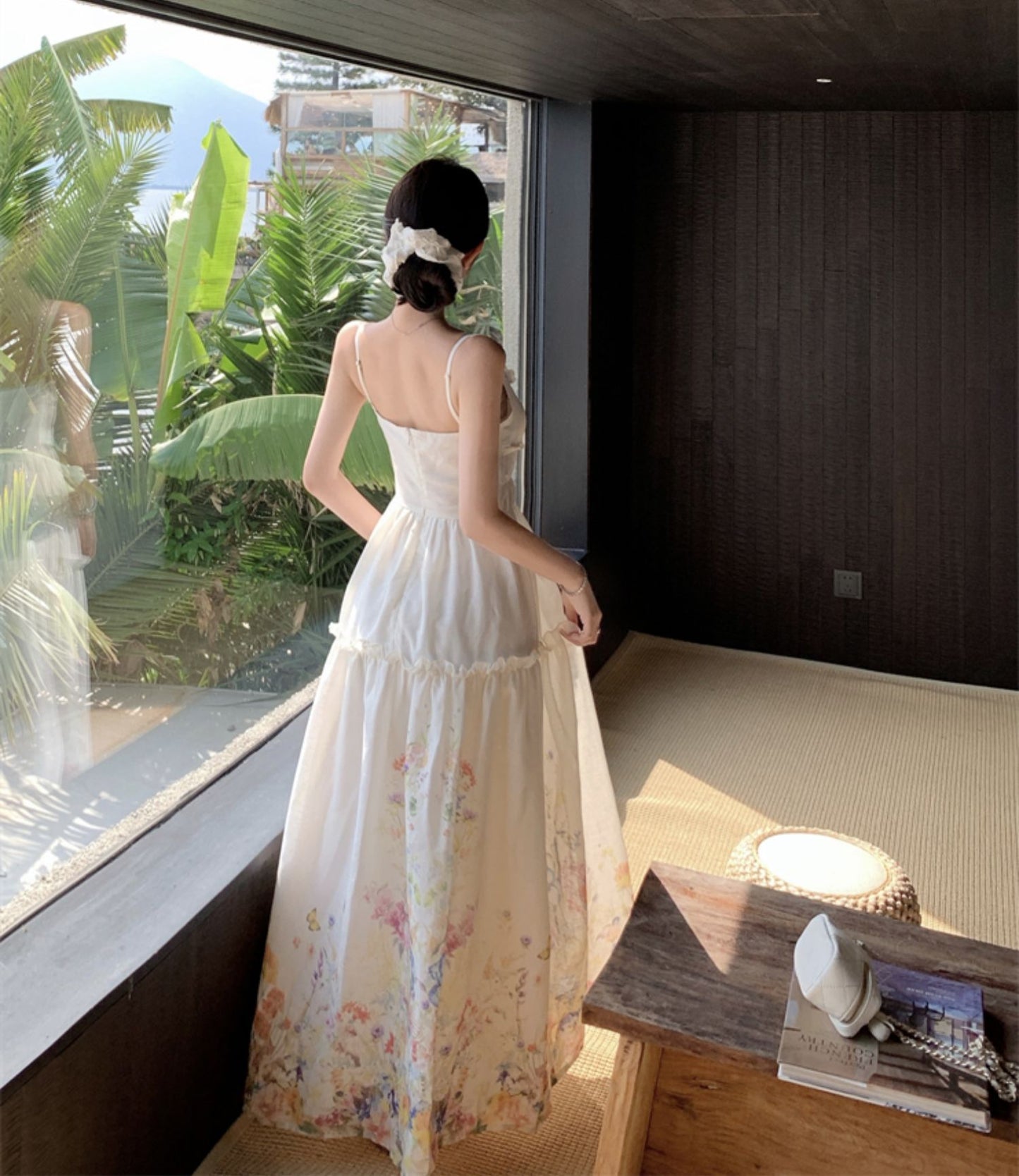 Fabulous Spaghetti Strap A-Line Cinched-Waist Maxi Dress 3D Floral Everyday Wear Print Long Dress AP3377