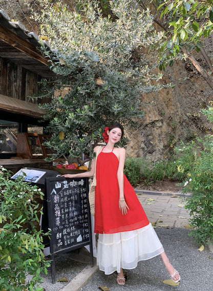 Wonderful A-Line Halter Neck Maxi Dress Fascinating Backless 2-Piece Set Long Dress AP3402