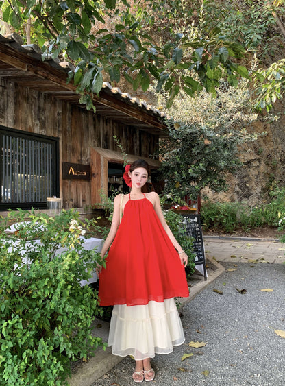 Wonderful A-Line Halter Neck Maxi Dress Fascinating Backless 2-Piece Set Long Dress AP3402