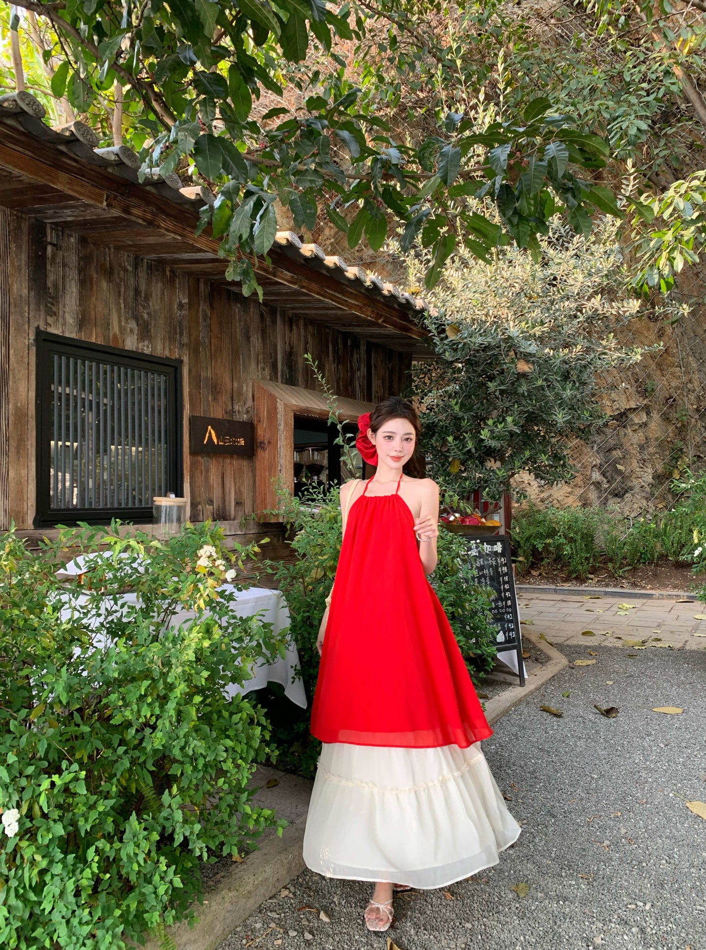 Wonderful A-Line Halter Neck Maxi Dress Fascinating Backless 2-Piece Set Long Dress AP3402