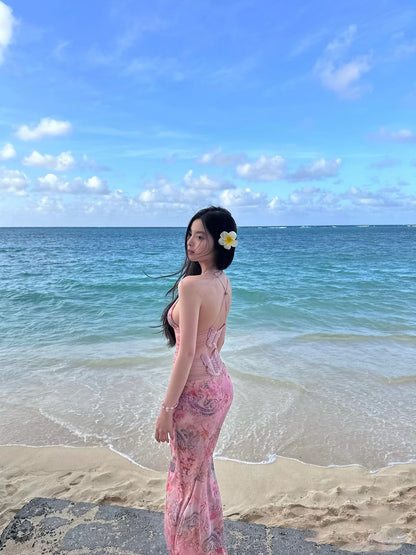 New Tendency Spaghetti Strap Floral Evening Maxi Dress Fairy Butterflies Appliques Long Dress AP3475