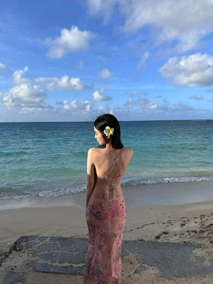 New Tendency Spaghetti Strap Floral Evening Maxi Dress Fairy Butterflies Appliques Long Dress AP3475