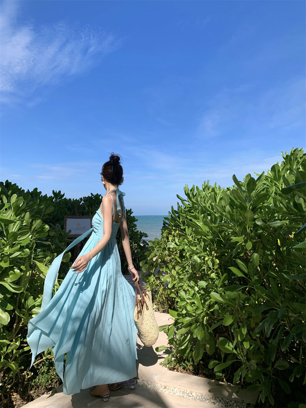 French Style Spaghetti Strap 3D Floral Maxi Dress Casual A-Line Trimmed Sash Layered Long Dress AP3501