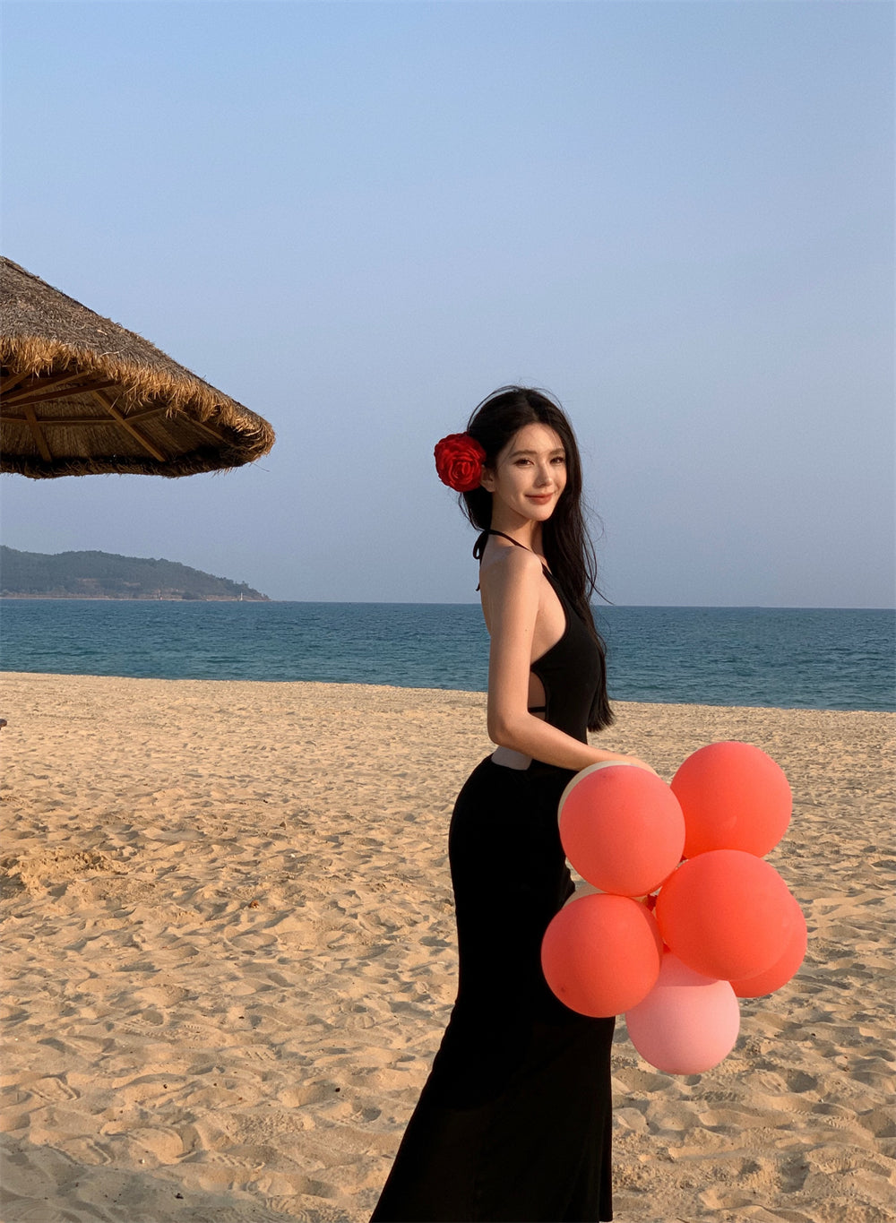 Ornate Sheath Backless Black Maxi Dress Sexy Tie-Back Evening Outfit Halter Long Dress AP3528