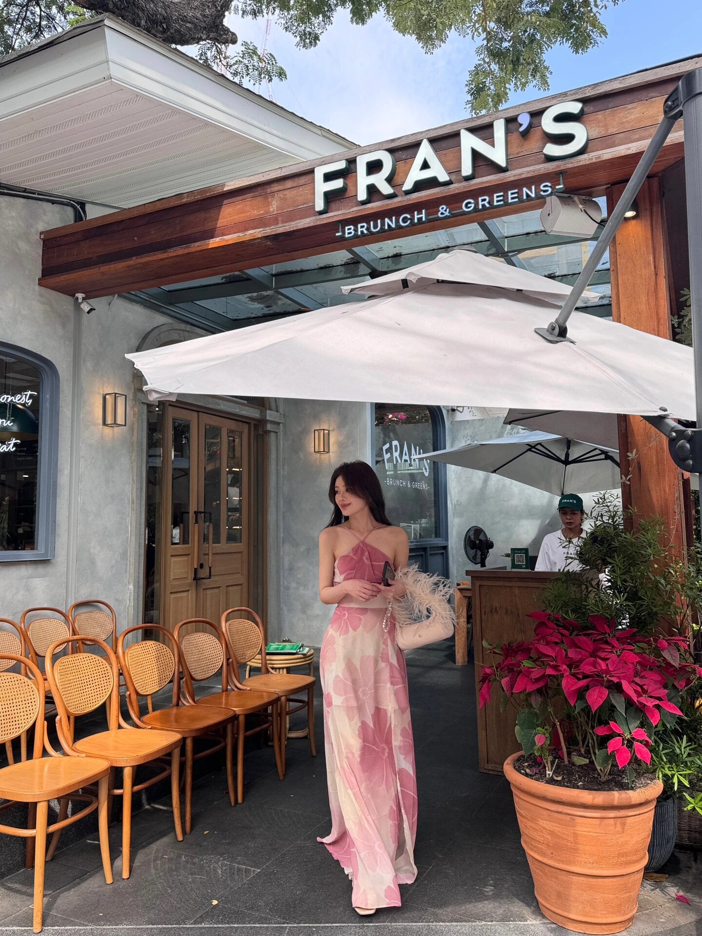 Enticing A-Line Floral Print Maxi Dress Hot Girls OOTD High-Slit Cinched-Waist Halter Long Dress AP3530