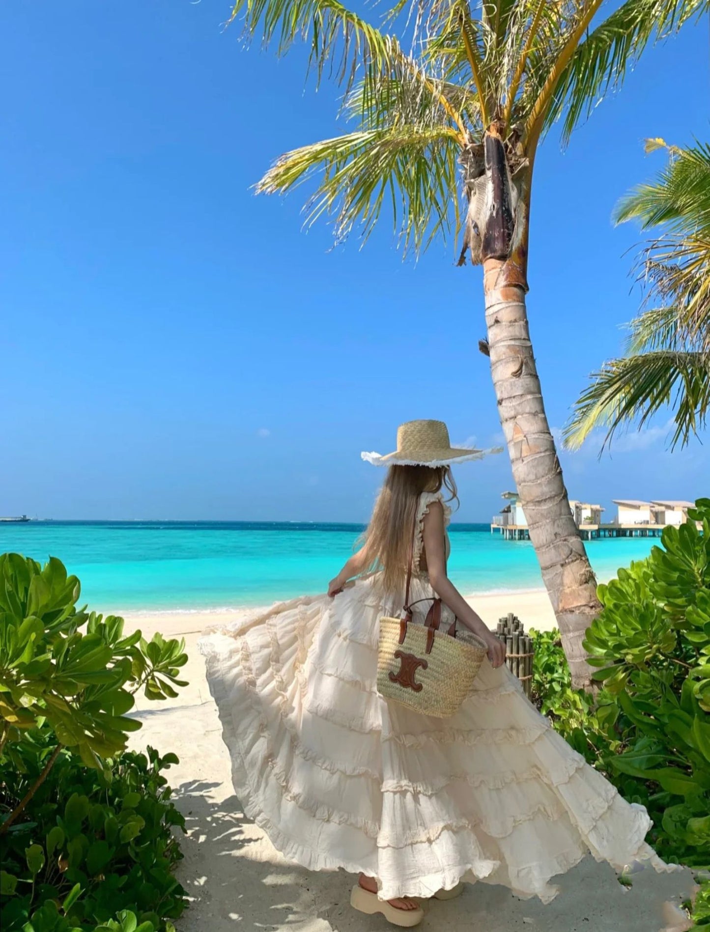 Wonderful V Neck A-Line Sleeveless Maxi Dress Dreamy Ruffles Tiered Hem Vacays Outfit Long Dress AP3535