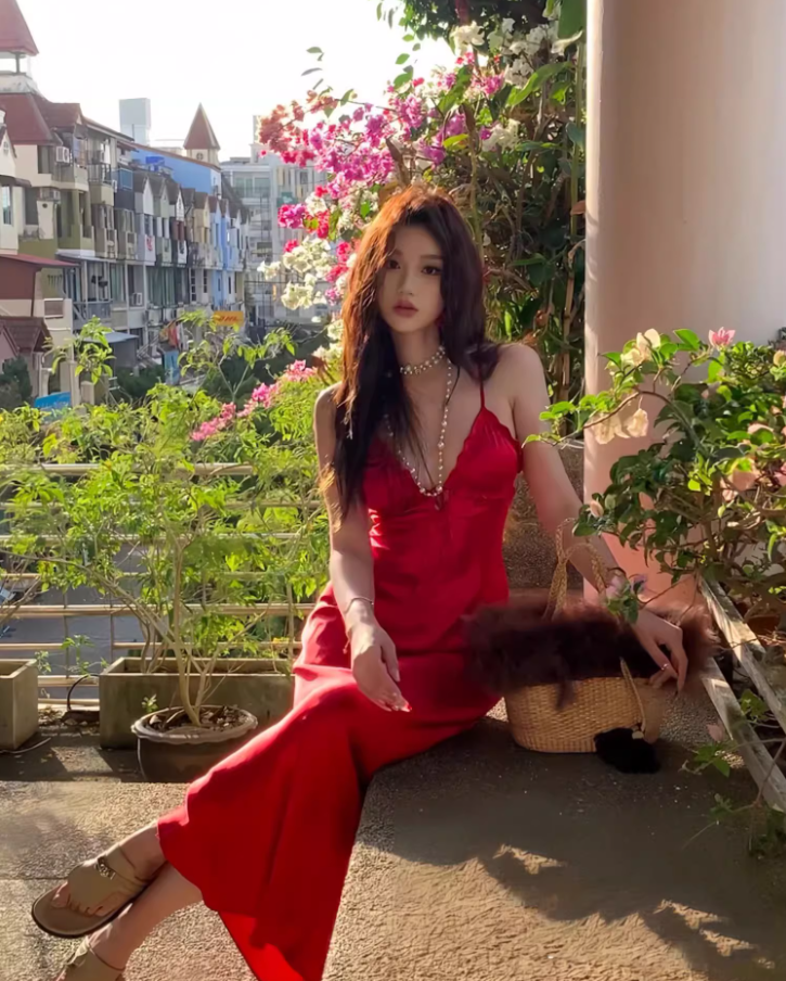 Superb Red Sheath Backless Maxi Dress Alluring Spaghetti Strap Ruffles Trim Soft Fabric Long Dress AP3536