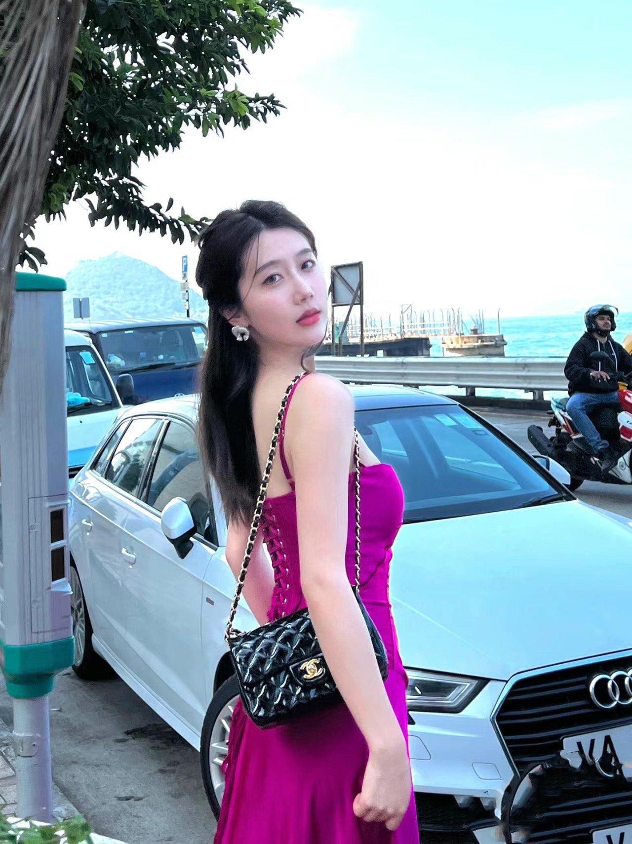 Gen Z Style A-Line Cinched-Waist Maxi Dress Casual Vacation OOTD Spaghetti Straps Hot Pink Long Dress AP3549