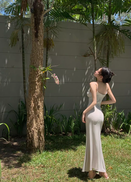 Elegant Cowl Neck Mermaid Maxi Dress Minimalism Spaghetti Straps Hottie Evening Long Dress AP3590