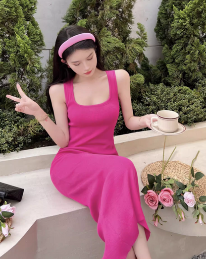 Splendid Sheath Spaghetti Straps Maxi Dress Casual Square Neck Getaways OOTD Long Dress AP3599