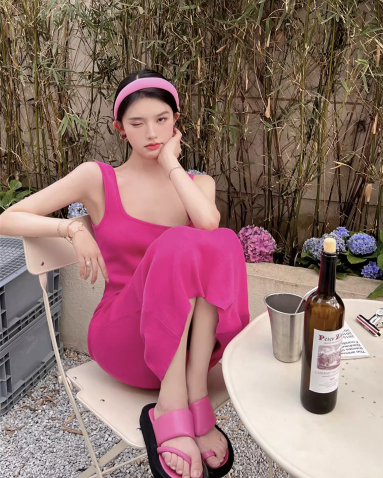 Splendid Sheath Spaghetti Straps Maxi Dress Casual Square Neck Getaways OOTD Long Dress AP3599