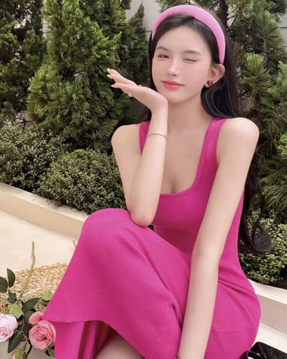 Splendid Sheath Spaghetti Straps Maxi Dress Casual Square Neck Getaways OOTD Long Dress AP3599