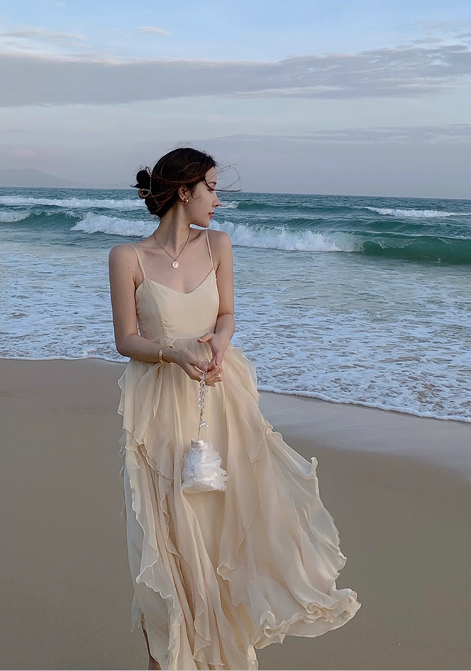 Superb A-Line Flowy Hem Maxi Dress Dreamy Spaghetti Straps Layered Tulle Long Dress AP3604