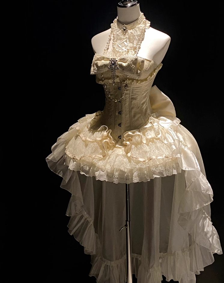 Chic A-Line Halter Neck Jacquard Birthday Dresses Pearls Bow Beading Rhinestones Lace Homecoming Dress AP3608