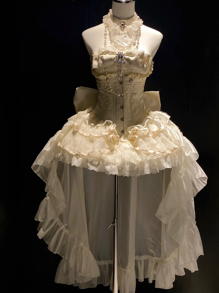 Chic A-Line Halter Neck Jacquard Birthday Dresses Pearls Bow Beading Rhinestones Lace Homecoming Dress AP3608