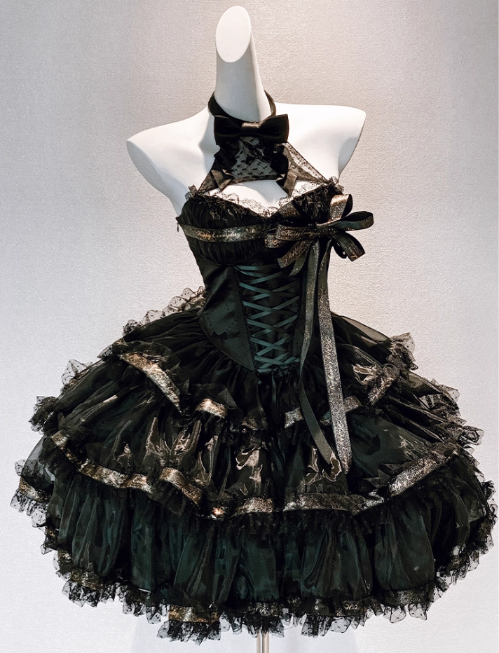 Luxurious A-Line Halter Neck Birthday Gowns Lace Bow Jacquard Tiered Homecoming Dress AP3609