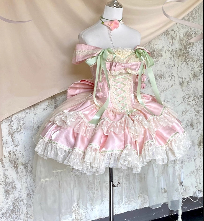 Fantastic Off Shoulder A-Line  Birthday Gowns Lace Handmade Flowers Ribbon Bows Homecoming Dress AP3615