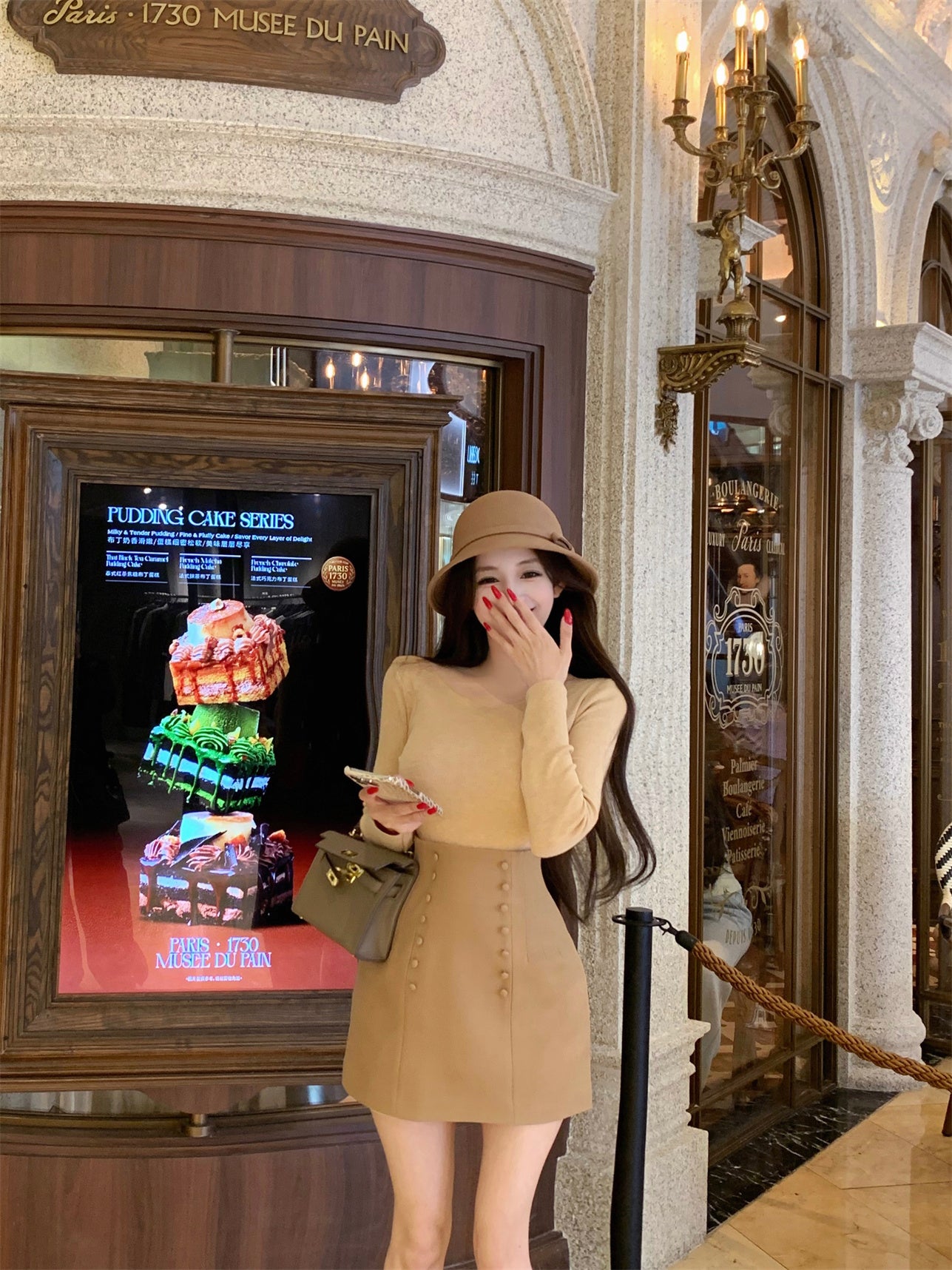 Minimalist Jewel Neck Sheath Long Sleeve Mini Dress Vogue Knit Sweater High-Waisted Skirt 2-Piece Set Short Dress AP3636