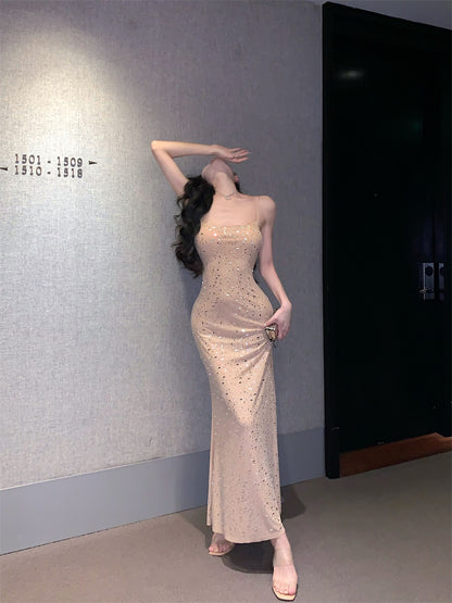 Sparkly Sheath Sequins Design Evening Maxi Dress Charming Spaghetti Strap Parties Outfit Long Dress AP3639