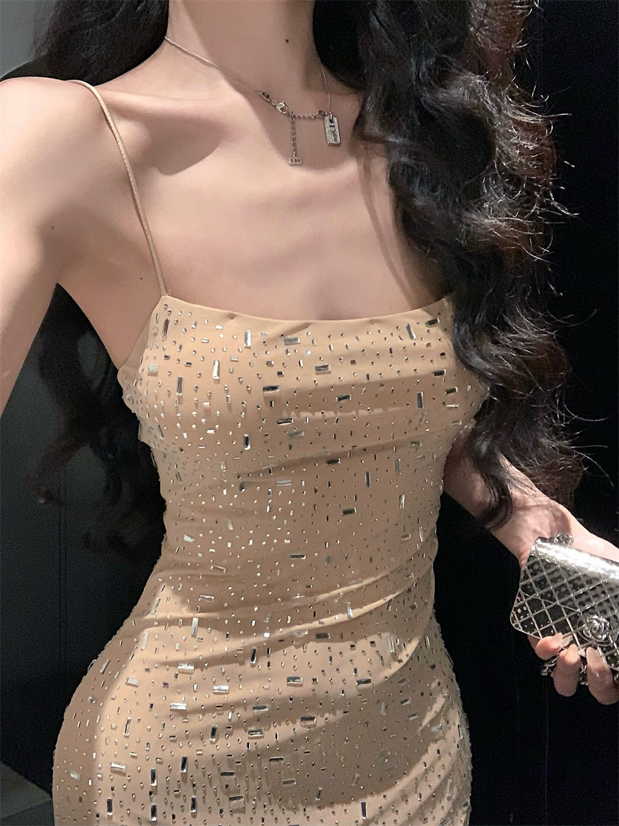 Sparkly Sheath Sequins Design Evening Maxi Dress Charming Spaghetti Strap Parties Outfit Long Dress AP3639