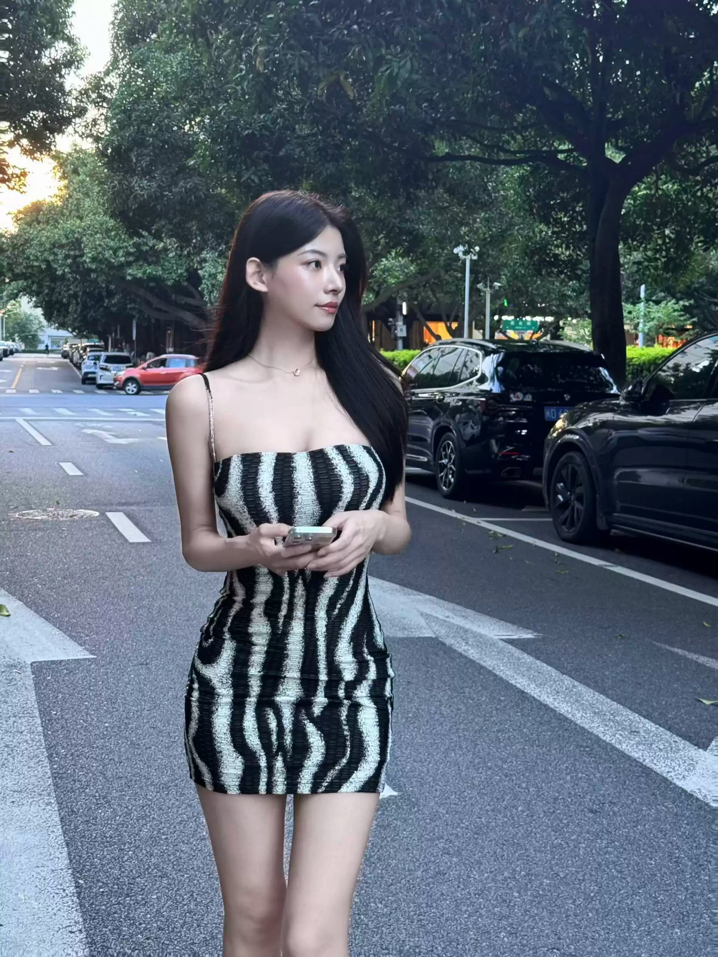 Stylish Bodycon Stripe Backless Mini Skirt Elegant Spaghetti Strap Parties Outfit Short Dress AP3641