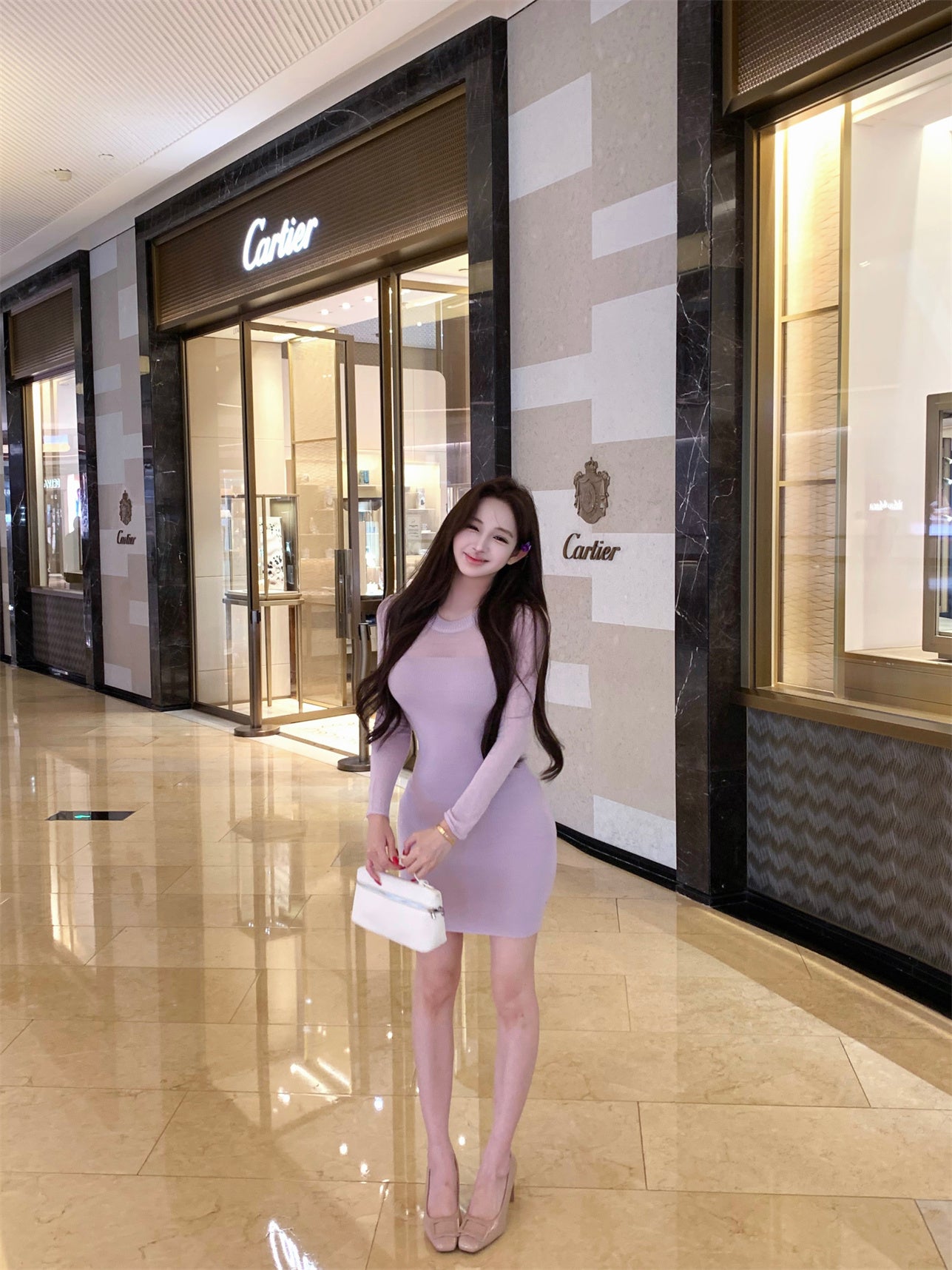 Trendy Bodycon Knitted Jewel Neck Mini Dress Sweet Long Sleeve Minimalism Short Dress AP3644