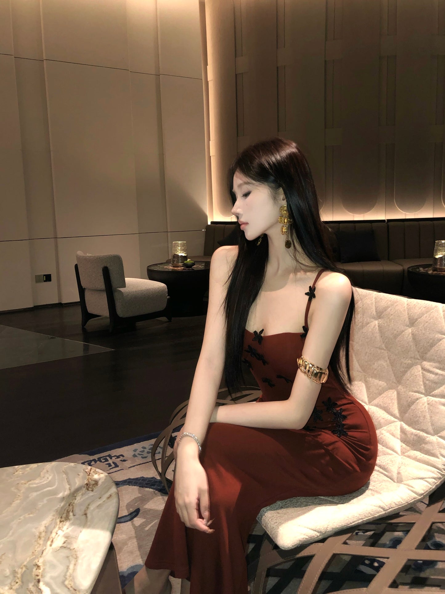 Princess 2-Piece Set Appliques Evening Mermaid Red Maxi Dress Alluring Long Sleeve Cardigan Spaghetti Strap Long Dress AP3649