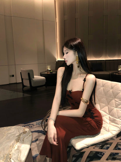 Princess 2-Piece Set Appliques Evening Mermaid Red Maxi Dress Alluring Long Sleeve Cardigan Spaghetti Strap Long Dress AP3649