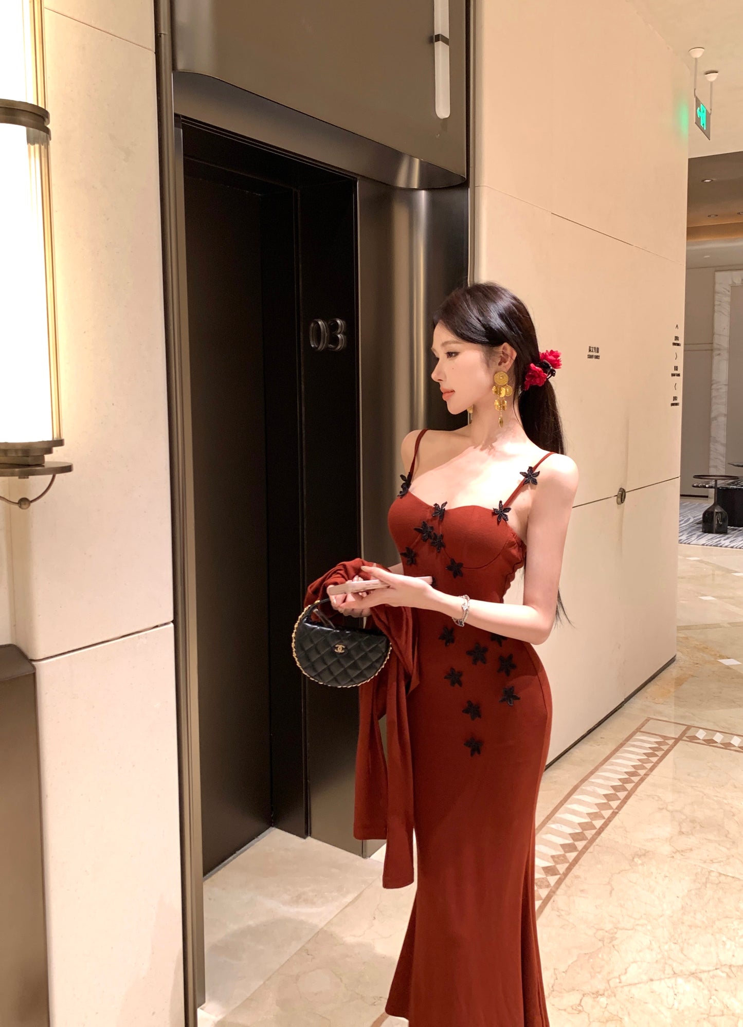 Princess 2-Piece Set Appliques Evening Mermaid Red Maxi Dress Alluring Long Sleeve Cardigan Spaghetti Strap Long Dress AP3649