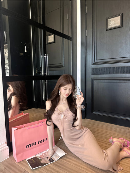 Everyday Wear V Neck Evening Maxi Dress Elegant Mermaid Lace Splicing Long Dress AP3661