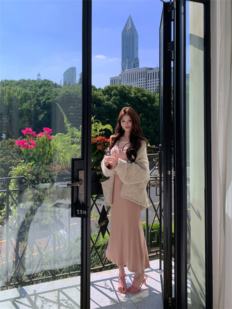 Everyday Wear V Neck Evening Maxi Dress Elegant Mermaid Lace Splicing Long Dress AP3661