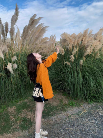 Vibrant Oversized Sweater Bodycon Mini Skirt Vogue Knitted Long Sleeve Jewel Neck Short Dress AP3690