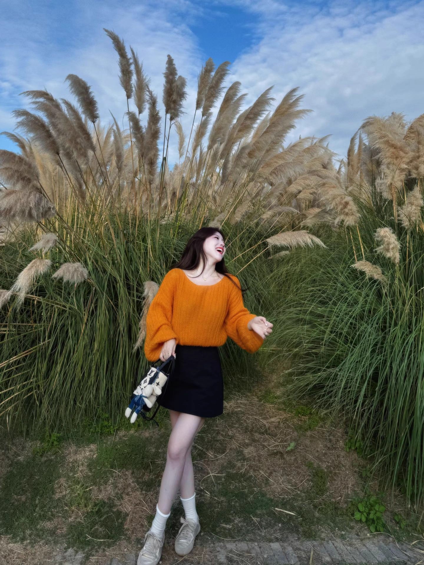 Vibrant Oversized Sweater Bodycon Mini Skirt Vogue Knitted Long Sleeve Jewel Neck Short Dress AP3690