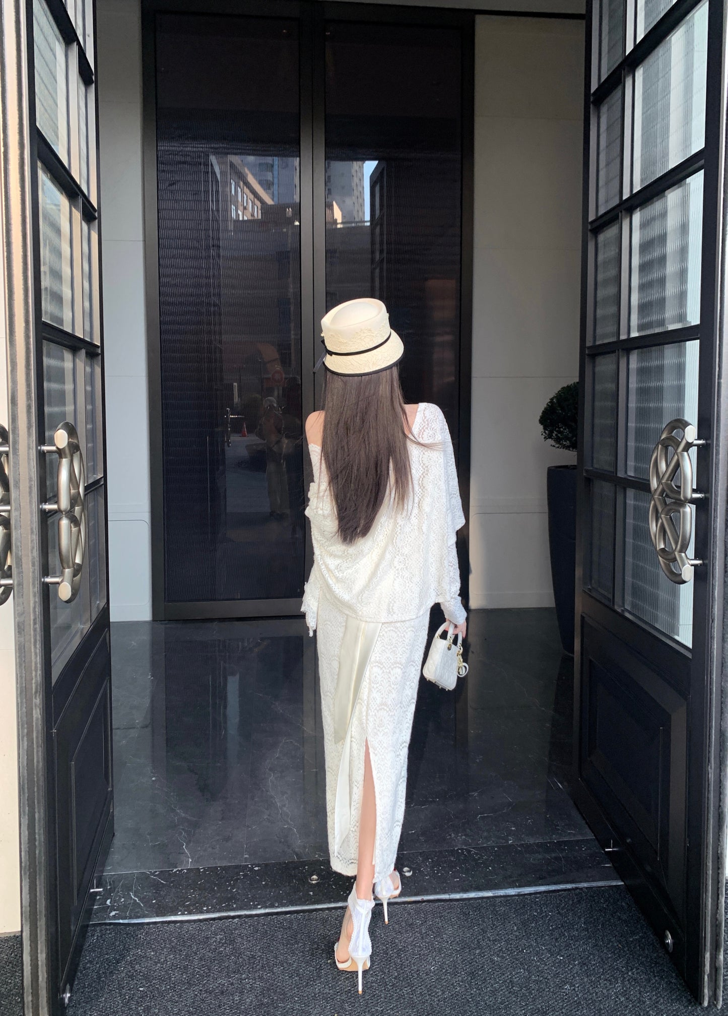 Princess Sheath Long Sleeve Slit Evening Maxi Dress Chic Lace Splicing Off-Shoulder Long Dress AP3728